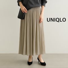 M0273 【送料無料】　UNIQLO ユニクロ　サテンスカートパンツ　ベージュ　Mサイズ　レディース　春　夏　秋