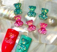 ネイルパーツ くまちゃん クマ 熊 ８個セット ピンク ブルー