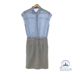 ☆美品☆ Le souk ルスーク ワンピース シンプル 可愛い ノースリーブ ひざ丈 レディース ブルー 36 901-12579 送料無料 古着