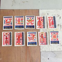 452・マッチラベル　チェコ　刺繍　10柄　1965年頃　　レア　アンティーク　ラベルシート 切手趣味週間　コレクション　海外ヴィンテージ　蚤の市　海外アンティーク　図鑑　コレクション　ラベル　海外紙物　チェコ