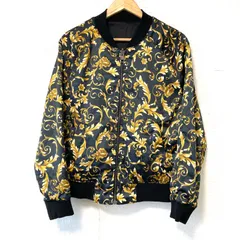 (^w^)b H&M エイチアンドエム ジップアップ リバーシブル ブルゾン ジャケット 2way MA-1 総柄 無地 ストリート アメカジ かっこいい アウター トップス ブラック×ゴールド メンズ 男性 サイズ M