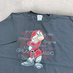 US古着 Disney ディズニー 白雪姫 小人 グランピー Grumpy Tシャツ XL グレー