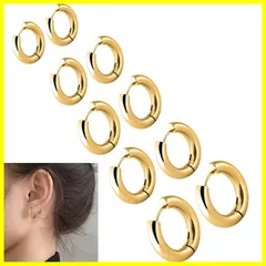 【新着商品】[Doyime] フープピアス【5ペア】 メンズ レディース ピアス 両耳用 リングピアス 金属アレルギー対応 人気 エレガント アクセサリー サージカルステンレス 男女兼用 ゴールド （サイズ10mm-12mm-14mm-16mm-18mm、幅2