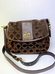 COACH/コーチ　ショルダーバッグ　ショルダーポーチ　キャンバス　シグネチャー　ヘリテージ　ブラウン　SH115
