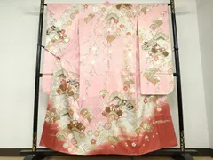 平和屋着物●豪華振袖　駒刺繍　枝垂れ草花文　金銀彩　正絹　逸品　DAAW5782ud