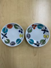 【徳永遊心窯】3寸皿2セット（色絵花繋ぎ）