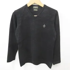 エポカ ウォモ EPOCA UOMO カットソー Tシャツ ロンT 長袖 Vネック ビジュー プリント 黒 ブラック 46のサムネイル