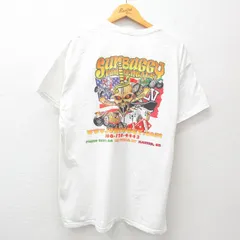XL/古着 半袖 Tシャツ メンズ レーシングカー SUNBUGGY スカル コットン クルーネック 白 ホワイト 25jun13 中古