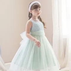 【ミントグリーン】チュールベルトドレス TAK キッズ キャサリンコテージ