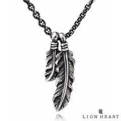 ライオンハート ツインフェザー ネックレス シルバー925 羽根 メンズ ブランド LION HEART