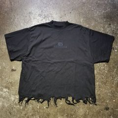 BALENCIAGA 24aw BB Classic Balenciaga Cropped T-shirt Oversized 2 バレンシアガ BBクラシック クロップドTシャツ オーバーサイズ フリンジヘム 783399TQVS81083