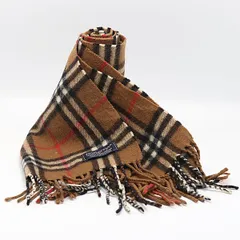 美品 バーバリー マフラー ブラウン チェック柄 カシミヤ100％ メンズ/レディース OKZ 2000000 NSK
