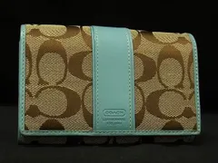 ■美品■ COACH コーチ シグネチャー キャンバス×レザー 二つ折り 財布 ウォレット 小銭入れ 札入れ カード入れ ブラウン系 DI9397