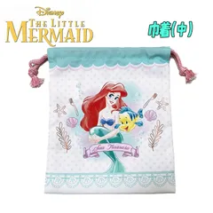 Disney ディズニープリンセス リトルマーメイド・アリエル 巾着 単品 中/M アイボリー 衣類入れ 体操着入れ 着替え入れ (D7252IV-2)