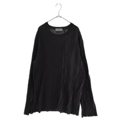 Yohji Yamamoto POUR HOMME (ヨウジヤマモト プールオム) 19SS 変形リブ丸首クルーネックニット デザインセーター ブラック HZ-K03-980のサムネイル