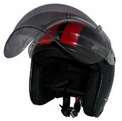 新品！ ZK-300 スモールジェット 内装着脱式 【メタリックブラック/レッド】+スモークバブル（劣化防止UVカット＆ハードコート加工済）+フリップアップ SG公認 PSC認可 全排気量対応 盗難防止金属ホルダー ※フリーサイズ(57～60㎝)