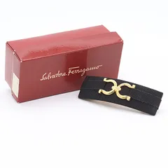 箱付 良品 サルバトーレ フェラガモ ガンチーニモチーフ 黒/ゴールドカラー バレッタ ヘアアクセサリー ブランド小物 2000000 NSK MST