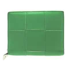 新品同様 ボッテガヴェネタ 708614 マキシイントレチャート カセット ICチップ レザー グリーン 緑 2つ折り財布 財布 0057 BOTTEGA VENETA