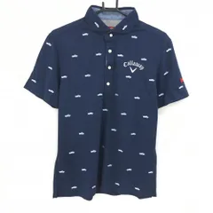 【超美品】キャロウェイ レッドレーベル 半袖ポロシャツ ネイビー×白 車刺しゅう柄  メンズ L ゴルフウェア Callaway