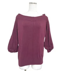 ANYFAM エニィファム レディース ニット セーター 7分袖 えんじ 赤 ダークレッド 美品 上品 きれいめ シンプル おしゃれ 秋冬 M トップス