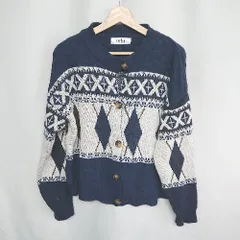 ◇ ⊇ coko.tokyo ココトウキョウ ノルディック柄 長袖 ニットカーディガン 表記なし ネイビー レディース E  【1409240059820】