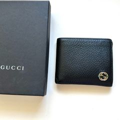 お☆さら様専用 GUCCI レザー ブラック×ブルー 二つ折り財布 - メルカリ