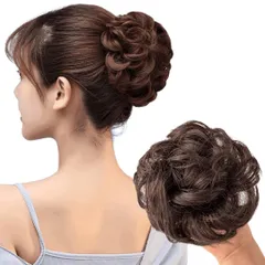 Luce brillare お団子 ウィッグ シュシュ カール お団子ウィッグ ポイントウィッグ 子供 キッズ レディース 子供用 髪飾り 巻き髪 七五三 結婚式 成人式 二次会 入園式 卒園式 ダンス 浴衣 着物 和装 まと [ダークブラウン] [maxi]