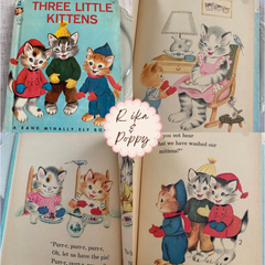 【ヴィンテージ絵本】Three Little Kittens 洋書　ジャンクジャーナル素材　猫　絵本
