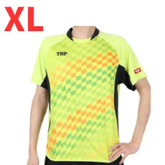 【新品・６０%以上割引】卓球 ゲームシャツ ユニフォーム チェッカーグラデシャツ XL O 2L XL O 2Lサイズ ティーエスピー TSP ヴィクタス VICTAS ライム 黄色 31431 ユニホーム