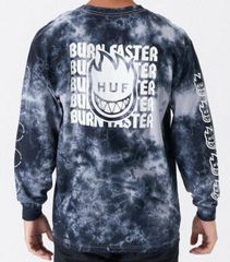 ハフHUF ロンT SPITFIRE BURN FASTER タイダイ　ブラック Mサイズ　ハフ
