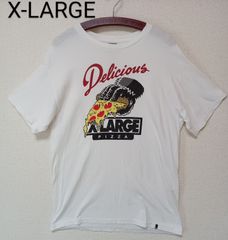 X-LARGEエクストララージTシャツ半袖ピザホワイトサイズMediumメンズM