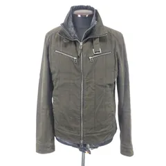 MK MICHELKLEIN【ミッシェルクラン】 ジップアップブルゾン/レザーライナー付【48/メンズM/カーキ/khaki】ブルゾン/アウター/Jacket/Jumper◆BJ015-a