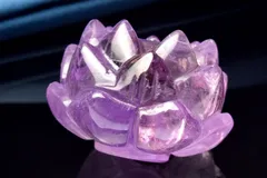 【１点物】繊細彫刻 アメトリン　41x42x30mm　睡蓮花彫刻 台座 置物  _CG6336【宅急便】