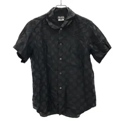 COMME des GARCONS 総柄 シルク シャツ 美品 ブラック L コム デ ギャルソン SHIRT ワイド クラシック ビッグカラー
