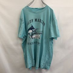 M　1937年　BLUE　MARLIN　TOURNAMENT　薄青　Tシャツ　輸入　古着