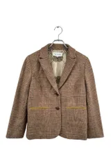 90's  日本製  Scapa スカパ テーラードジャケット  千鳥格子 ブラウン系     レディース サイズ 42  6 単