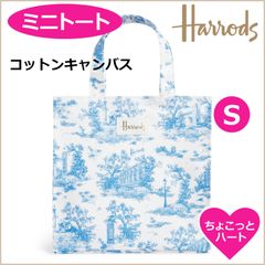 新品 Harrods ハロッズ トワルドジュイ コットントートバッグ ブルー
