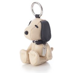 コーチ PEANUTS スヌーピー コレクティブル レザー バッグチャーム  キーホルダー ベージュ【中古】