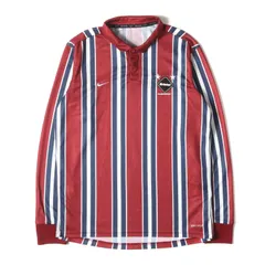 F.C.Real Bristol エフシーレアルブリストル サイズ:XL NIKE DRI-FIT ストライプ ゲームシャツ レッド系 ネイビー トップス カットソー 長袖【メンズ】