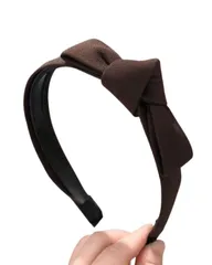 カチューシャ ヘアアクセサリー 髪留め ヘアバンド おしゃれ 大人 レディース 幅広 リボン付き シンプル 大きめ 痛くない 無地 (ブラウン, フリーサイズ) [ブラウン] [フリーサイズ]