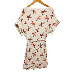 ZARA BASIC 　XSサイズ(USA)　ワンピース　アニマル柄(鳥）白