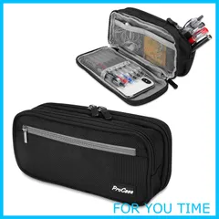 ProCase ペンケース 大容量 筆箱 シンプル 機能的 学生用 社会人用 多機能 ブラック