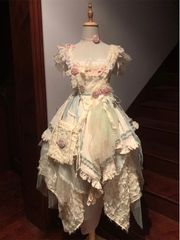 新品未使用 豪華ロリータドレス ラグジュアリーデザイン 重工花神 新年特別 JSK連衣裙 ロマンティック三花珠チェーン付き 撮影会 舞台演出 推し活 プレゼントにも最適