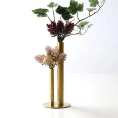 花瓶 フラワーベース おしゃれ 真鍮 花器 かわいい 一輪挿し シンプル スリム 小さい BRASSのツインフラワーベース L