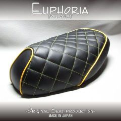 □【DIO ディオ AF34 AF35 SR ZX】張替え済♪　カスタムシート　黒/黄色　ダイヤ柄《Euphoria》□MK59660