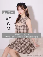 ３カラー XS・S・Mサイズ [fm3326-BE-2409]【ROBE de FLEURS/ローブドフルール】バストカット/ ノースリーブ/ チェック/ ミニドレス/ キャバドレス/ ナイトドレス