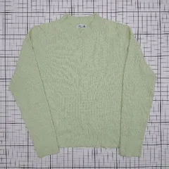 ◇ ⊂ 美品 オペーク ドット クリップ シンプル系 長袖 ケーブルニット サイズLL ライトグリーン系 レディース E  【1508200022956】