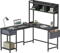Cubiker l字デスク パソコンデスク 幅150cm 奥行120cm ラック付きデスク ゲーミングデスク 机 勉強机 学習机 オフィスデスク ブラック