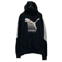 PUMA プリント スウェット パーカー プーマ XL ブラック ビッグサイズ 古着卸 アメリカ仕入 a608-6640