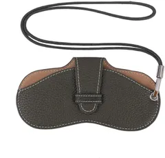 CARRY ALL BEFORE ONE メガネケース ネックストラップ付き 眼鏡ケース 薄型 スリム ソフト PUレザー 軽量 コンパクト 収納 持ち運び 携帯用 ストラップホール( グリーン,  タイプA)